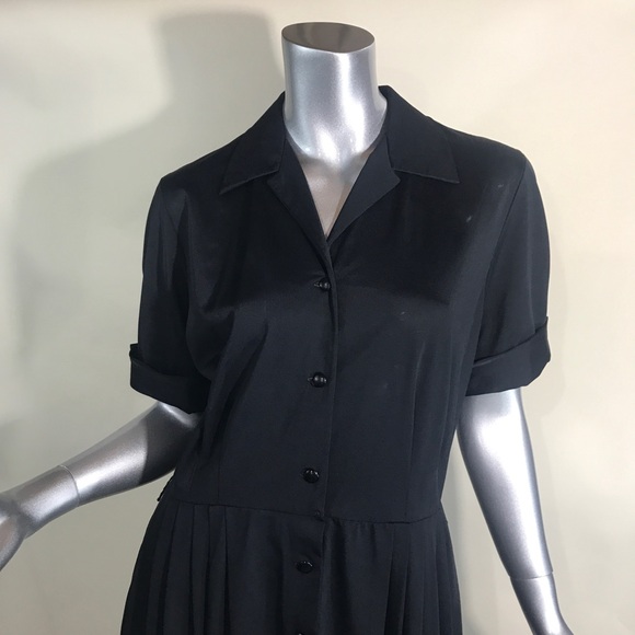 Vtg 40s/50s CasualMaker by Sy Frankel Black Fit N Flare Day Dress S / M - Picture 4 of 16
